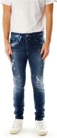 ER Elias Rumelis Slim Fit Jeans met gebruikte effecten - Heren - Slim Fit Jeans - Blauw - W31 - Jeans