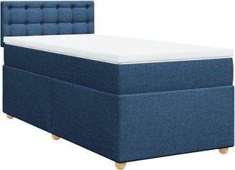 vidaXL Cama Box Spring Con Colch&oacute;n Tela Azul 80x200 Cm Vidaxl
