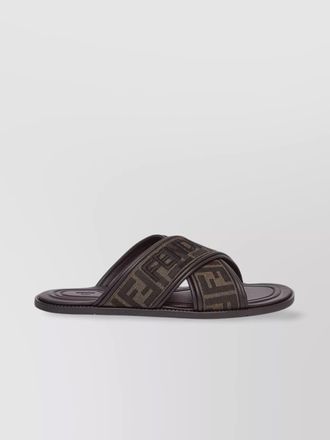 Fendi crossed strap jacquard slide