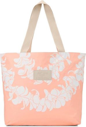 Aloha Collection Day Tripper Plumeria Lei Water Resistant Tote in Peachy at Nordstrom