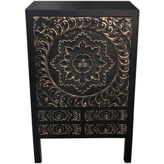 Wanderlust Deco Armario De Madera De 4 Cajones Y 2 Puertas 63x26x100