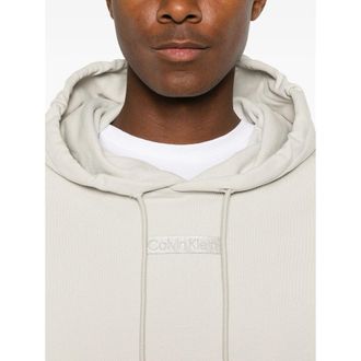 Calvin Klein Logo-Patch Cotton Hooded Sweatshirt - Gray
