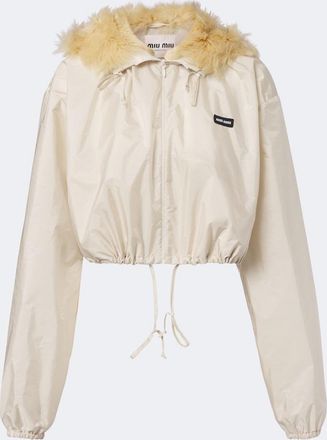 Miu Miu Cropped shearling-trimmed jacket