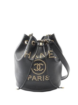 Chanel 2019 CC Deauville Drawstring Bucket Bag shoulder bag - Black