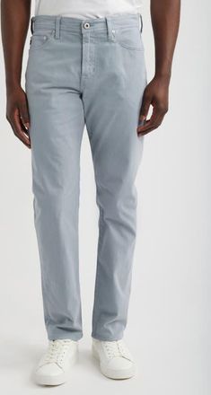 AG - Adriano Goldschmied Everett Stretch Sateen Slim Straight Pants in Soft Sky at Nordstrom, Size 34 X 32