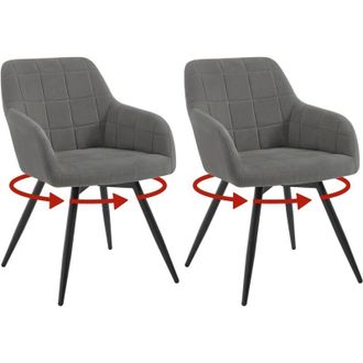 Woltu Juego De 2 Sillones Giratorios Tapizados Modernos Para Escritorio De Oficina, Terciopelo, Gris Oscuro - Woltu