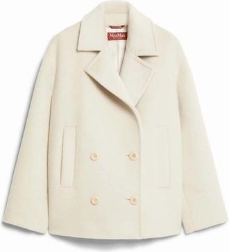 Max Mara Beige Alpaca Wol Double-Breasted Jas - Dames - Mantel - Beige - XS - Wol - Jassen