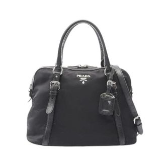Prada Pre-owned Handbags, female, Black, Size: ONE SIZE Pre-owned Tessuto Soft Calf 2way tote bag