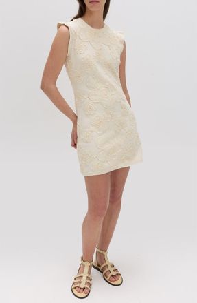 M&S Collection Floral Appliqu&eacute; Minidress in Cream at Nordstrom, Size Xx-Small