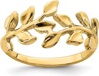 Diamond2Deal 14k Yellow Gold Polished Leaf Ring