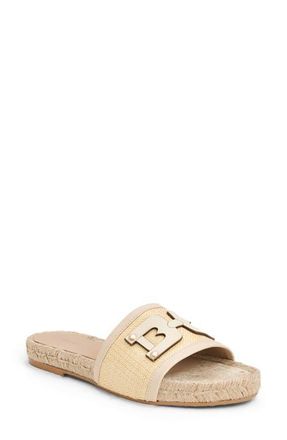 Bruno Magli Sabina Slide Sandal in Natural Raffia/White at Nordstrom, Size 10