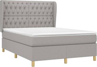 vidaXL Vidaxl - Cama Box Spring Con Colch&oacute;n Tela Gris Claro 140x190 Cm