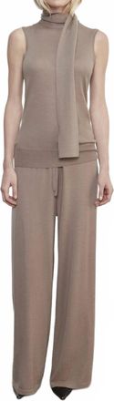 Enza Costa Tissue Cashmere Sleeveless Scarf Sweater In Walnut