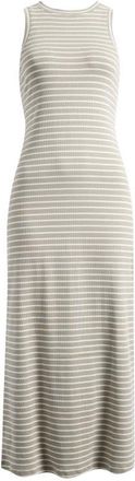 Nordstrom Stretch Cotton Microrib Tank Dress in Green- Ivory Rita Stripe at Nordstrom, Size Xx-Large