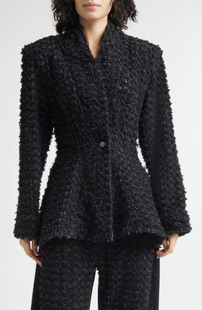Stella McCartney Laser Boucl&eacute; Denim Hourglass Jacket in Black at Nordstrom, Size X-Small