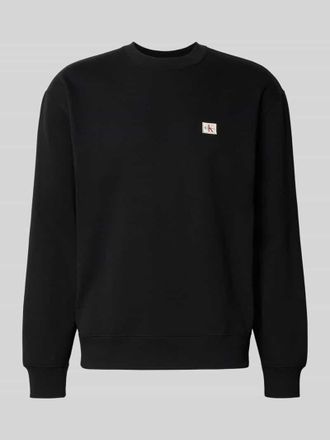 Calvin Klein Jeans Regular Fit Sweatshirt mit Logo-Patch Modell Terry in Black, Gr&ouml;&szlig;e XS