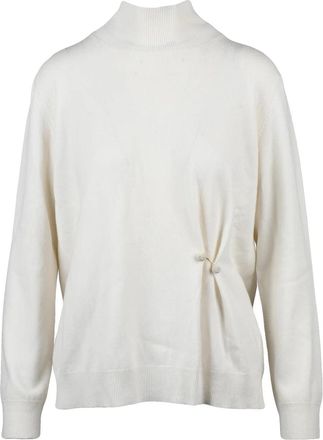 Fabiana Filippi White Wool-Blend Long-Sleeve Turtleneck Sweater