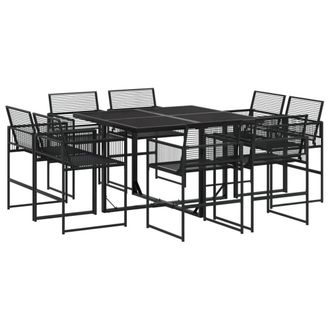 Berkfield Home 9 Piece Garden Dining Set Black Poly Rattan