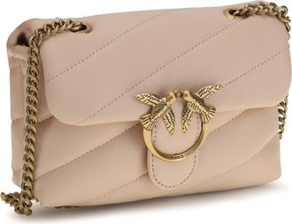 Pinko Womens Love Baby Shoulder Bag Rosa Cammeo-Antique Gold Calf Leather Bos Taurus
