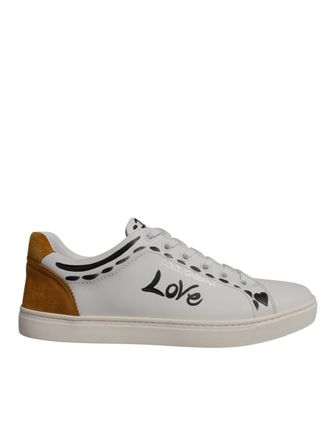 Dolce & Gabbana White Suede Leather Low Top Sneakers Mens Shoes