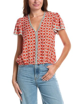 Max Studio Flutter Sleeve Bubble Hem Blouse