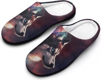 Generic Galaxy Husky Dog Funny Mens Cotton Slippers Soft Non-Slip Rubber Sole House Slipper Indoor Outdoor