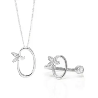 Say It With Winged Initial Ring Gift Set - Silver - O | Size: 18 inches