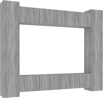 vidaXL Set De Muebles Para Tv 8 Pzas Madera Contrachapada Gris Sonoma Vidaxl