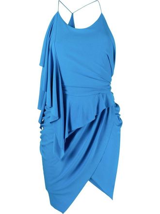 Alexandre Vauthier asymmetric draped-effect mini dress - women - Viscose/Spandex/Elastane - 40 - Blue