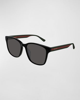 Gucci Mens Square Acetate Sunglasses with Signature Web
