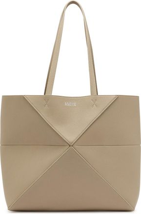 Loewe Puzzle Fold Medium Leather Tote bag - Taupe - One Size