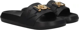 Versace Womens Black Leather Slippers