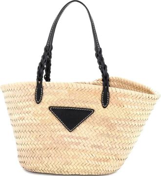 Prada Basket Raffia with Leather Small tote bag - Beige