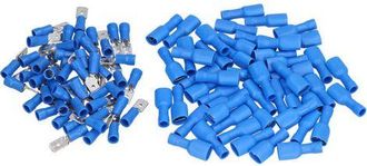 OEM Kit De Accesorios De 100 Conectores De Horquilla Macho/hembra Aislados De 16-14 Awg, Color Azul