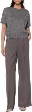 Luisa Cerano Tab Closure Straight Leg Trouser In Taupe