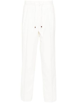 Brunello Cucinelli pressed-crease loose-fit trousers - men - Cotton/Cotton - 46 - White