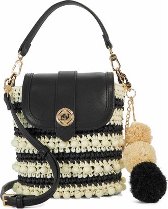 Dune London Dimple Raffia Handbag in Black/White at Nordstrom