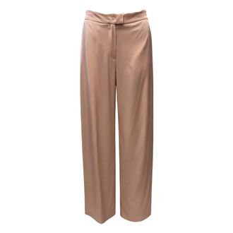 Maliparmi Wide Trousers, female, Pink, Size: XL Satin Trousers with Elastic Waist