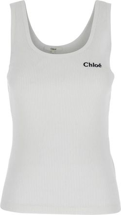 Chlo&eacute; Logo Tank Top - Dames - Tops zonder mouwen - Wit - L - Katoen - Tops