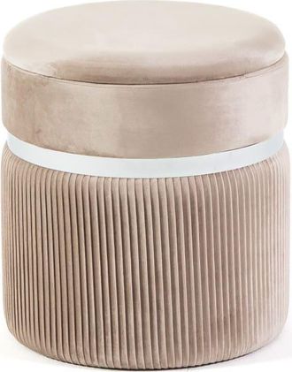 Siediti Fuori e Dentro Puff ba&uacute;l terciopelo beige