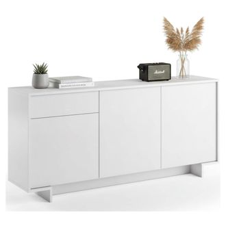 Dmora Aparador Agrifoglio, Aparador De Sal&oacute;n, Buffet De Sal&oacute;n Con 3 Puertas Y 1 Caj&oacute;n, 100% Made In Italy, 170x42h78 Cm, Blanco, Con Embalaje Reforzado - Dm
