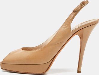 Jimmy Choo London Beige Leather Platform Pumps