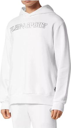 Plein Sport Witte Hoodie met Tiger Print - Heren - Sportshirts - Wit - M - Katoen - Fitness