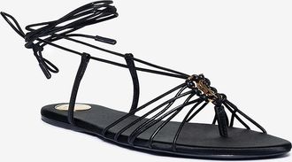 Saint Laurent Flache Nappaledersandalen Babylone 05