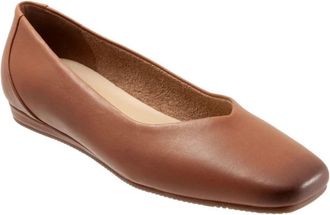 Softwalk Vellore Ballet Flat Womens 2E Tan Leather Square Toe HTAT1769