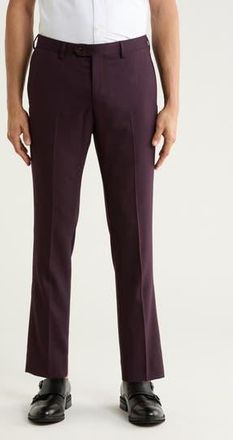 Original Penguin Wool Blend Slim Fit Flat Front Trousers in Burgundy at Nordstrom Rack, Size 36 X 32