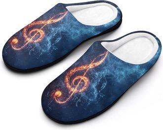 Generic Musical Note Music Fashion Cotton Slippers for Women Memory Foam House Slippers Non-Slip House Bedroom Shoes