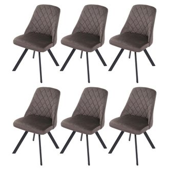 Hhg Hhg - Nunca Usado] Juego De 6 Silla De Comedor 896, Silla De Cocina, Sill&oacute;n, Silla Tapizada, Terciopelo Met&aacute;lico, Marr&oacute;n Oscuro