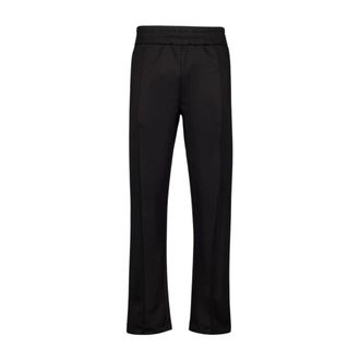 Palm Angels Straight Trousers, male, Black, M, Black Curved Logo Track Trousers