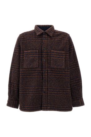 Portuguese Flannel Multicolor Check Flannel Point-Collar Overshirt